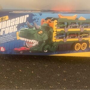 Dinosaur Truck Car Carrier Toy with Green and Yellow Design
